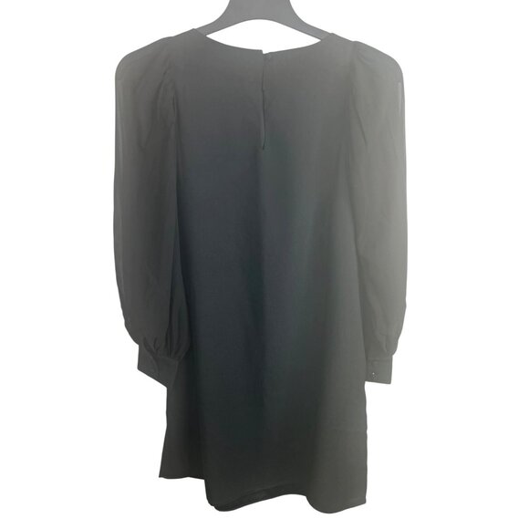 Ann Taylor Black Long-Sleeve Shift Dress With Puff Shoulders Back Zipper Size 6 - Picture 2 of 12